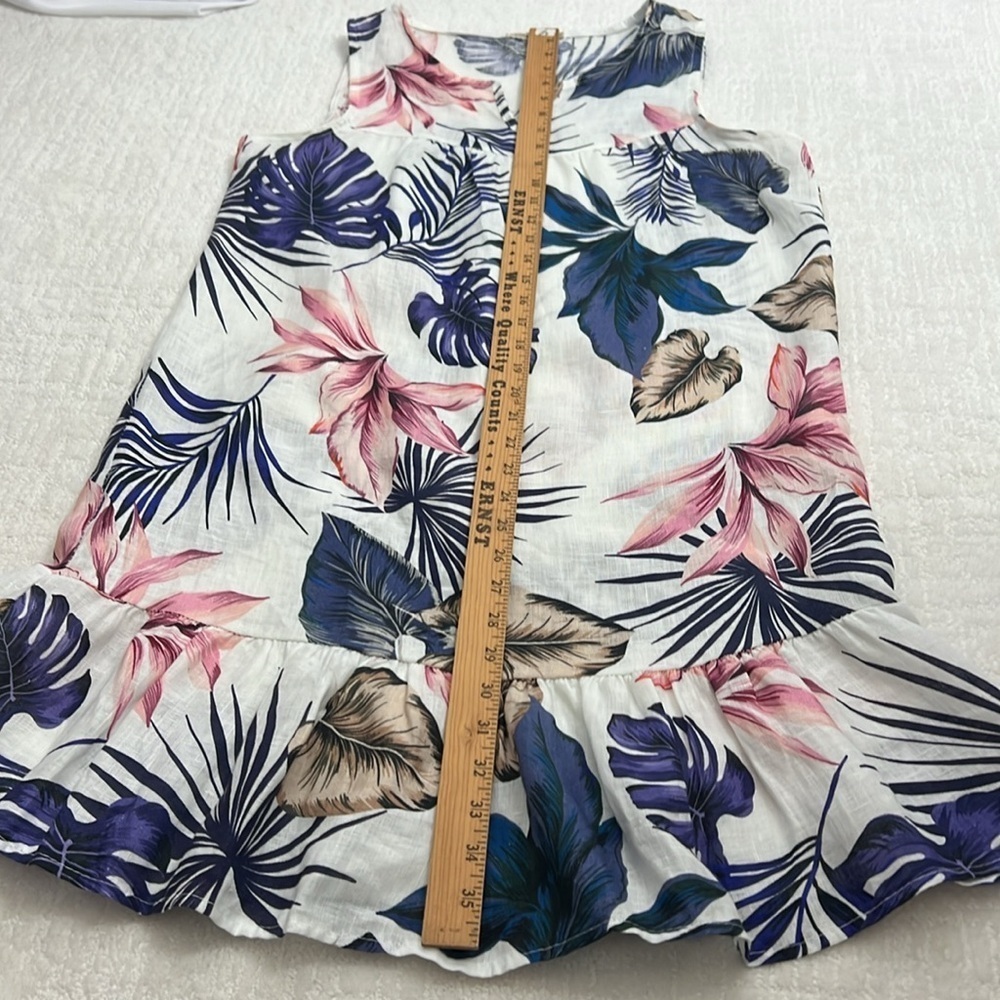 LUNGO L’ARNO linen tropical floral sleeveless made in Italy mini dress small - Picture 8 of 10